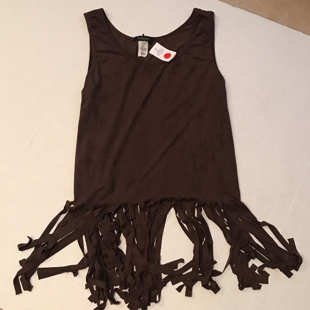 Faux Suede Fringe Top